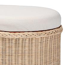 bali and pari Barid Rattan Oval Storage Bench with Cushion