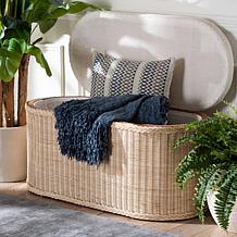 bali and pari Barid Rattan Oval Storage Bench with Cushion