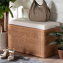bali and pari Eamon Rattan Storage Bench with Cushion