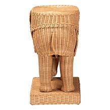 bali and pari Elissa Rustic Teak Wood and Rattan Elephant End Table