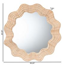 bali and pari Hasana Coastal Scalloped Rattan Round Wall Mirror