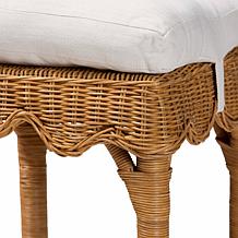 bali and pari Muy Bohemian Scallop Rattan Bar Stool with Cushion