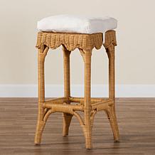 bali and pari Muy Bohemian Scallop Rattan Bar Stool with Cushion