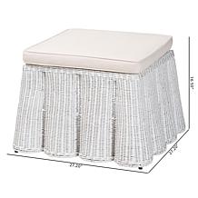 bali and pari Palm Bohemian White Rattan Ottoman