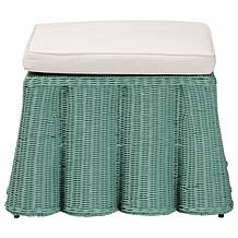 bali and pari Palm Scallop Ottoman with Woven Rattan and Plush Cushion