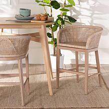 bali & pari Papua Rustic Acacia Wood & Rattan Counter Stool