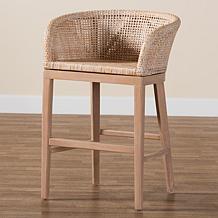 bali & pari Papua Rustic Acacia Wood & Rattan Counter Stool