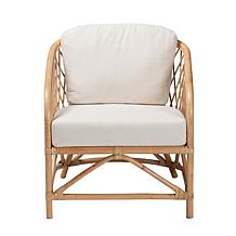 bali & pari Patsy Modern Bohemian Fabric and Rattan Armchair