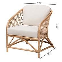 bali & pari Patsy Modern Bohemian Fabric and Rattan Armchair
