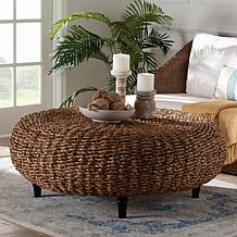 bali and pari Riau 46.9" Round Seagrass Coffee Table