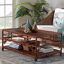 bali and pari Sebalio Rectangular Rattan Coffee Table with Shelf
