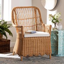 bali & pari Teresa Bohemian Scalloped Rattan Arm Chair
