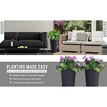 Balkene Home Noah Round Wicker Planter 2-Piece Set - Black