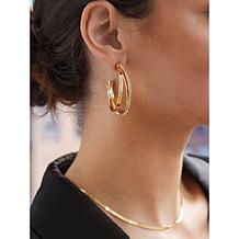 BAUBLEBAR Goldtone Pavé Triple Layer Hoop Earrings