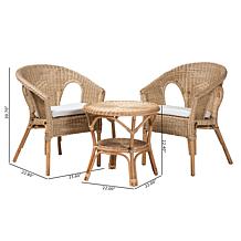 Baxton Studio Abbey Modern Rattan 3 Piece Living Room Set