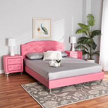 Baxton Studio Canterbury Glam Faux Leather Full 3 Piece Bedroom Set