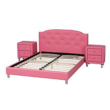 Baxton Studio Canterbury Glam Faux Leather Full 3 Piece Bedroom Set