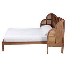 Baxton Studio Cascadia Mid-Century Wingback Platform Bed with Rattan