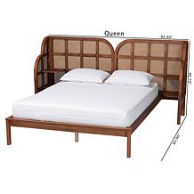 Baxton Studio Cascadia Wingback Platform Bed with Rattan Headboard