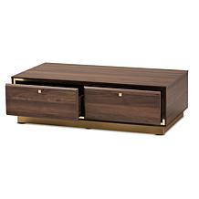 Baxton Studio Cormac Mid-Century Modern Metal 2-Drawer Coffee Table