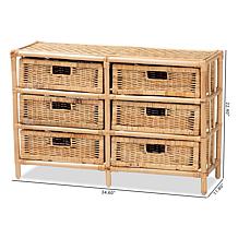 Baxton Studio Dariana Modern Bohemian Rattan 6-Drawer Storage Cabinet