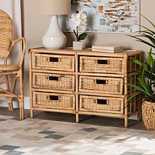 Baxton Studio Dariana Modern Bohemian Rattan 6-Drawer Storage Cabinet