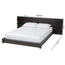 Baxton Studio Elina Queen Walnut Brown Wood Platform Bed with Shelves