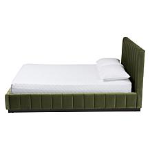 Baxton Studio Granger Velvet Platform Bed - White Queen