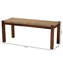 Baxton Studio Hermes Mid Century Natural Seagrass and Wood Bench