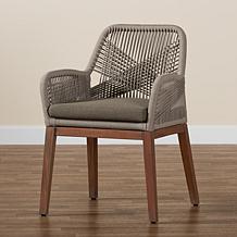 Baxton Studio Jennifer Mid-Century Transitional Grey Dining Arm Chair