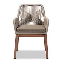 Baxton Studio Jennifer Mid-Century Transitional Grey Dining Arm Chair