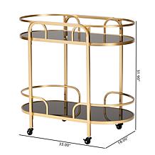 Baxton Studio Leighton Contemporary Metal and Glass 2 Tier Wine Cart