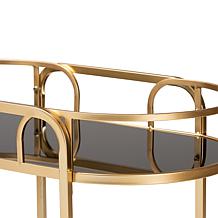 Baxton Studio Leighton Contemporary Metal and Glass 2 Tier Wine Cart