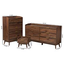 Baxton Studio Lena Mid Century Finished Wood 3 Piece Storage Set