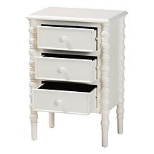Baxton Studio Malinda Classic Wood End Table with 3 Storage Drawers