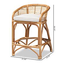 Baxton Studio Maverick Modern Upholstered and Rattan Counter Stool