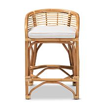 Baxton Studio Maverick Modern Upholstered and Rattan Counter Stool