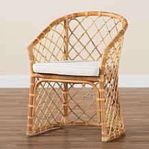 Baxton Studio Orchard Modern Upholstered and Rattan Dining Chair