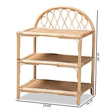 Baxton Studio Redell Modern Bohemian Rattan 3-Tier Display Shelf