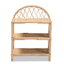 Baxton Studio Redell Modern Bohemian Rattan 3-Tier Display Shelf