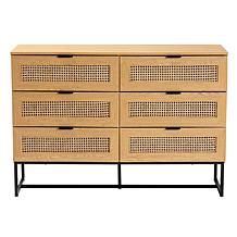 Baxton Studio Sawyer Mid-Century Modern Wood Metal 6 Drawer Cabinet