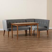 Baxton Studio Stewart Mid-Century Upholstered 3-Piece Dining Nook Set