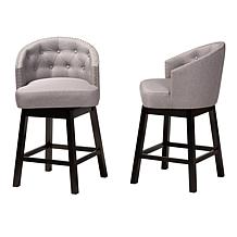 Baxton Studio Theron Fabric and Wood 2-Piece Counter Stool Set
