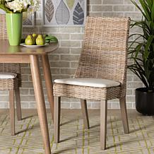 Baxton Studio Toby Bohemian Grey Rattan 2-Piece Dining Chair Set