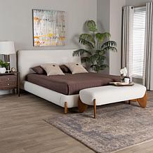 Baxton Studio Vinicio Mid-Century Modern King Set with Bed and Bench