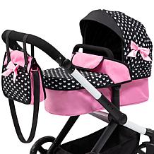 Bayer Convertible Xeo Doll Pram with Matching Handbag - Black & Pink