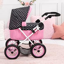 Bayer: Trendy Pram w/ Matching Shoulder Bag, Hearts Black & Pink