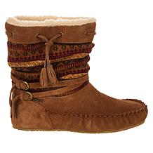 BEARPAW® Cyan Suede and Knit Sheepskin Boot with NeverWet™