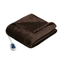 Beautyrest Microlight/Berber Heated Throw - Chocolate