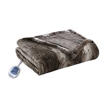 Beautyrest Zuri Oversized Faux Fur Heated Throw  Chocolate 50x70"